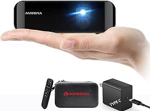 Mini Pocket Projector – Portable Small Projector with WIFI and Bluetooth for iphone , AMOOWA Smart TV Battery Powered Tiny Wireless DLP Projector for Outdoor travel and camping and Mobile Office
