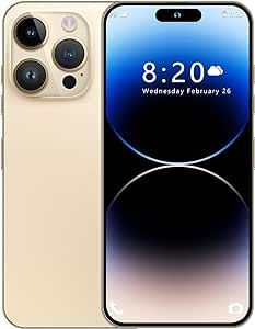 xixaomiro i14Pro 2023 Unlocked 5G Android Cell Phone 8GB + 512GB 1TB Expandable 6.7 "FHD 90Hz Display Screen 6800mAh Battery Mobile Phone 13 MP/48MP Camera Dual Sim Card (Golden)