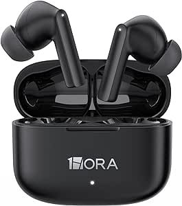 1 Hora Wireless Earphones Bluetooth 5.3, with Charging Case and 3.3FT Type C Cable, Deep Bass Noise Cancelling in-Ear Headphones, Waterproof Earbuds Compatible with Smart Phone, Laptop, Tablet