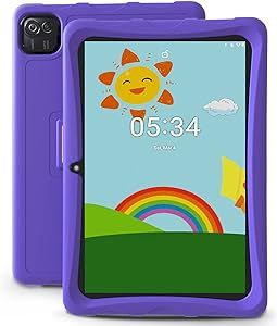 Kids Tablet, 10 inch Android 12 Tablets for Kids with Case, 3GB+64GB Storage 512GB Expand, GPS, Dual Camera, WiFi, Bluetooth, 1280x800 IPS Touchscreen, Toddler Tablet (Purple)