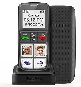 Easyfone T6 4G Easiest-to-Use Picture Button Cell Phone for Seniors | SOS Button | Clear Sound | Easy Charging Dock | SIM Card & Flexible Plans | Suitable for Elderly, Dementia, Alzheimer's and Kids