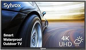 SYLVOX 65 Inch Outdoor TV, Waterproof 4K Smart TV, High Brightness,7x16(H) Commercial Grade, Supports Wireless Connection & Wi-Fi, ARC &CEC, Suitable for Partial Sun(Deck Series)