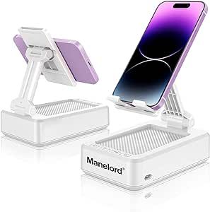 Cell Phone Stand with Wireless Bluetooth Speaker Compatible for iPhone/Samsung/iPad Tablet, Anti-Slip Design Phone Stand with HD Surround Sound Bluetooth Speaker for Home,Office,Outdoor etc.(White)