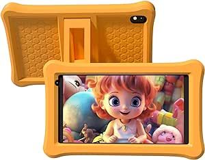 Kids Tablet Toddler Tablet, 7" Tableta for Boys Girls With Child protective cover 2GB+32GB Android 11 Tablet, WiFi Dual Camera IPS Safety Eye Protection Screen, Parental Control APP Kid Tablets Orange