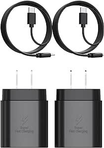 Type C Charger, 2 Pack 25W PD USB C Wall Charger Super Fast Charging Block & 4ft Android Phone Charger Cable for iPhone 15 Samsung Galaxy S23 S22 S21 S20 Plus Ultra, Note 20 10 9 8/ S10 S9 S8 Pixel…