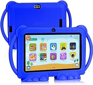 ATMPC Kids Tablet, 7 inch Tablet for Kids, 32GB ROM 3GB RAM Android 11.0 Toddler Tablet with 2.4G WiFi, GMS, Parental Control, Education APP, Dual Camera, Shockproof Case, Games Dark Blue