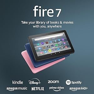 Amazon Fire 7 tablet, 7” display, read and watch, under $60 with 10-hour battery life, (2022 release), 16 GB, Denim