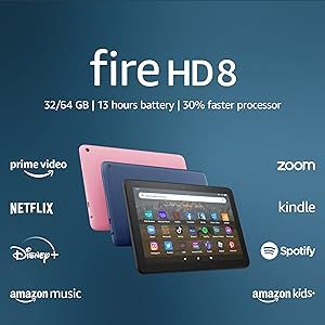 Certified Refurbished Amazon Fire HD 8 tablet, 8” HD Display, 32 GB, 30% faster processor, designed for portable entertainment, (2022 release), Black