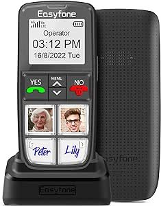 Easyfone T6 4G Picture Button Cell Phone for Seniors | Easy-to-Use | Clear Sound | Easy Charging Dock | SOS Button | SIM Card Included | Suitable for Elderly, Dementia, Alzheimer's and Kids