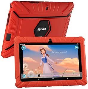 Contixo Kids Tablet V8, 7-inch HD, Ages 3-7, Toddler Tablet with Camera, Parental Control - Android 11, 16GB, WiFi, Learning Tablet for Kids, Red