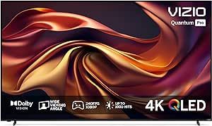 VIZIO 65-inch Quantum Pro 4K QLED 120Hz Smart TV with 1,000 nits Brightness, Dolby Vision, Local Dimming, 240FPS @ 1080p PC Gaming, WiFi 6E, Apple AirPlay, Chromecast Built-in (New) VQP65C-84