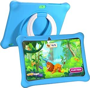 Naclud Android 12 Kids Tablet, 2GB+32GB Kids Tablets, 10 Inch Tablet with Case, WiFi, Parental Control APP, Dual Camera, Educational Games, iWawa Pre Installed (Blue)