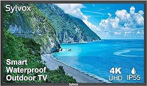 SYLVOX 43" Outdoor TV, Waterproof 4K Ultra HD HDR Smart TV with Bluetooth WiFi Function for Partial Sunshine Areas