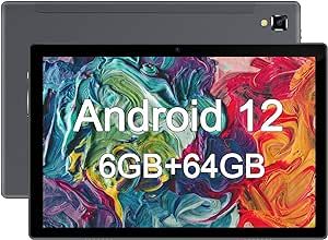 Android Tablet 10 inch, Android 12 Tablet, 6GB RAM 64GB ROM, 512GB Expand Android Tablet with Dual Camera, 5G & 2.4G WiFi, Bluetooth, 8000mAh, HD Touch Screen, Google GMS Certified(Black)